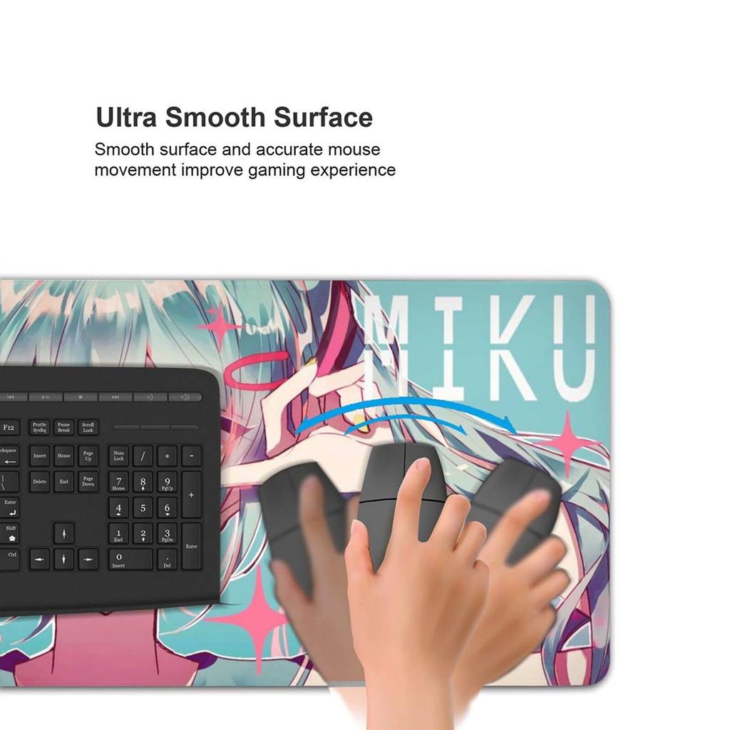 Коврик для мыши Keviners Rem Ram Коврик для мыши Gaming Anime Водонепроницаемый 40 X 75 X Противоскользящий Размер 0,3 см (Мику Хацунэ)