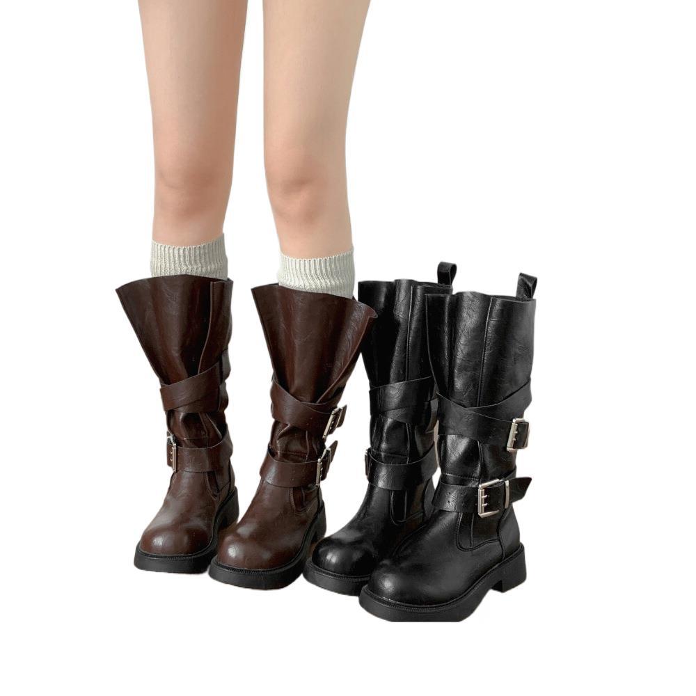 Ботинки на толстом каблуке Queen Fan Brown, британские, детские ботинки 2025, новая осень, ботинки-рыцари с увеличением высоты