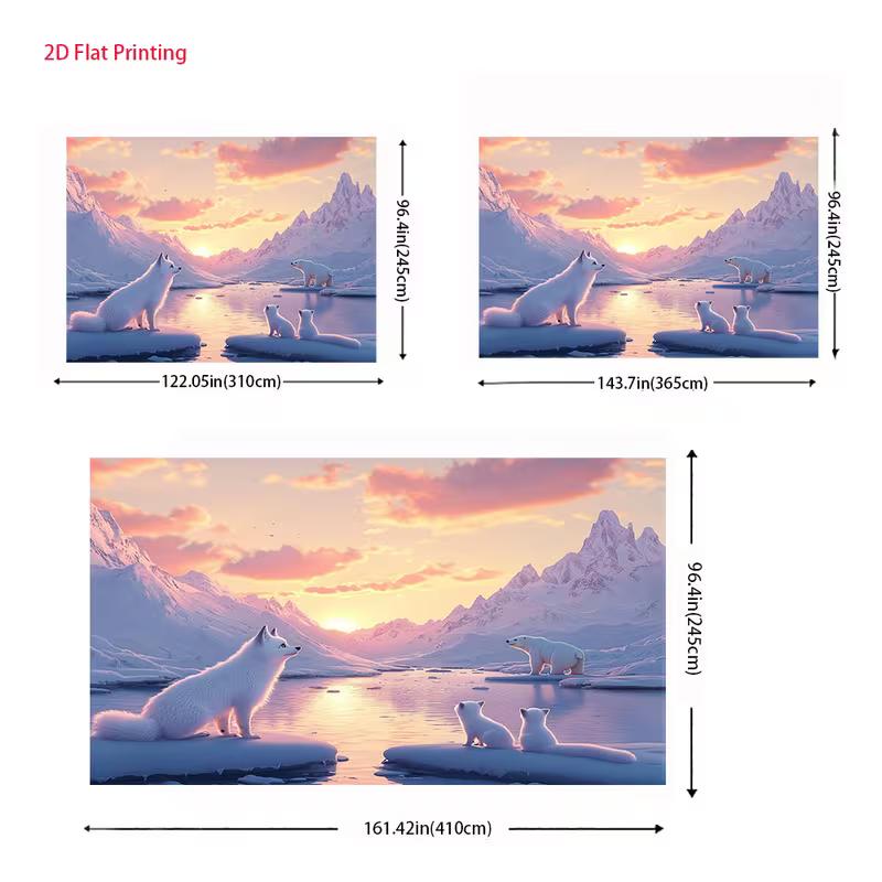 2D Arctic Fox and Polar Bear Photography Backdrop Sunset Background