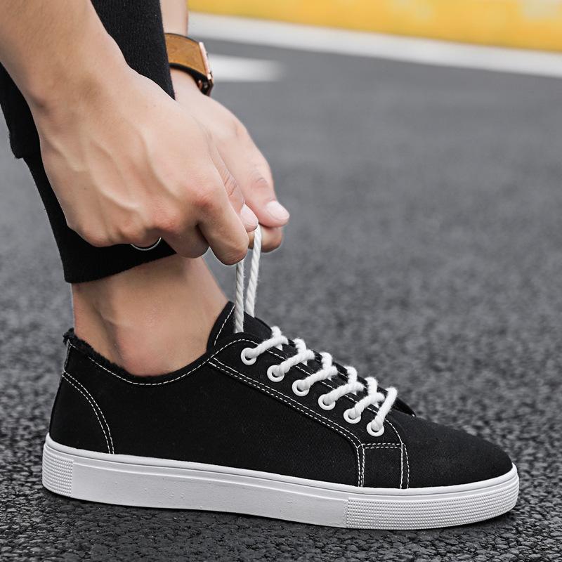 Новые парусиновые туфли с дезодорантом, дышащие, мужские туфли, нескользящие, для студентов, повседневные, в полоску, мужские туфли 2019