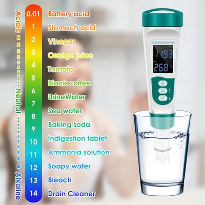 5 в 1 Тестер воды Точный цифровой тестер воды pH/TDS/EC/Соль/Температура Метр Многофункциональный тестер качества воды для гидропоники