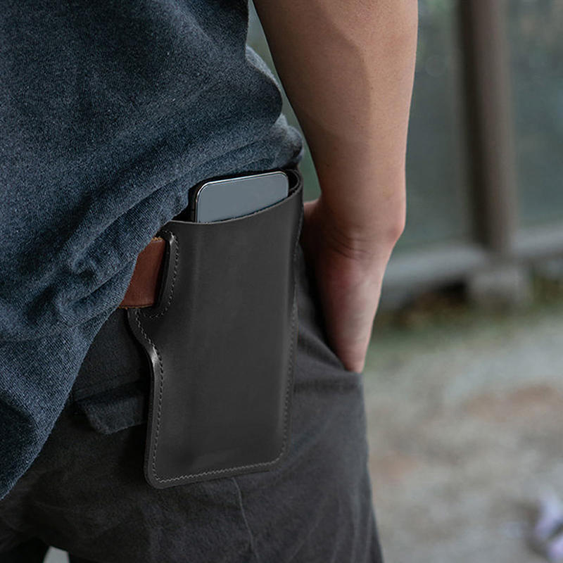 Men's Leather Phone Holster for Belt Outdoor Casual Running Sports Vertical Cell Phone Holder Pouch