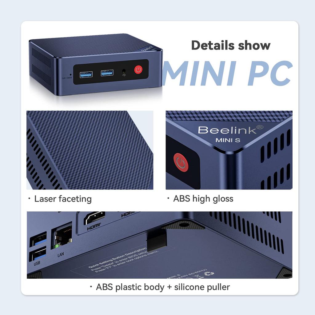 Mini Beelink MINI S12 Mini Intel Alder Up To 16GB RAM 500GB SSD Business Mini Desktop Dual On PC, PC, Lake-N95 Processor, 3.40GHz, PC, HDMI/WiFi 5/BT