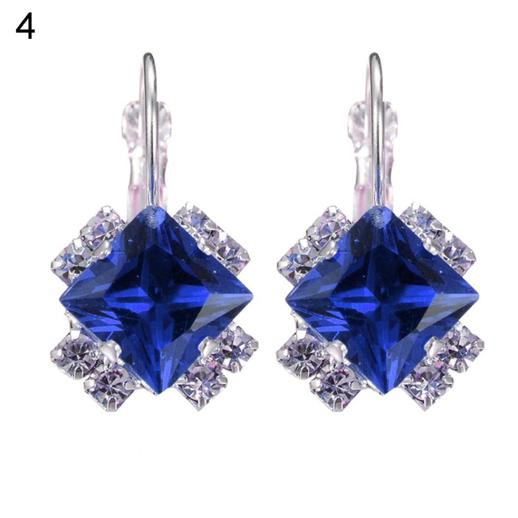 Fashion Women Shiny Rhinestone Leverback Earrings Wedding Engagement Jewelry