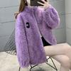 Autumn and Winter Casual Wear Double-sided Coral Fleece Cardigan Jacket Fleece Thickened Stand-up Collar Loungewear Embroidered Sweater Women