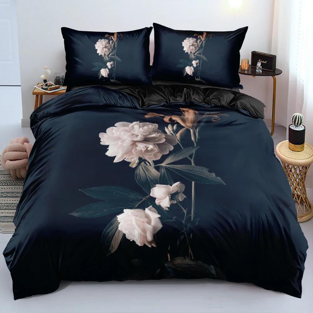 3D Printed Classic Flower Blue Gold Bedding Set Single Twin Double Queen King Cal King Size Bed Linen Set