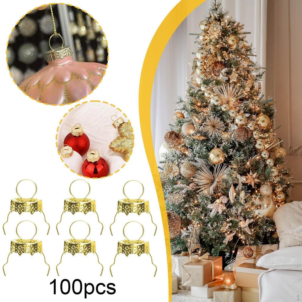 100 штук Золотые подвески для рождественских шаров для праздничных вечеринок, для дома в помещении