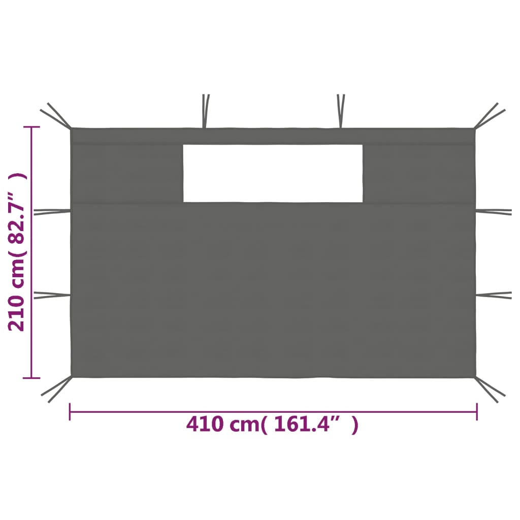 Gazebo Side Walls with Windows 2 pcs Anthracite