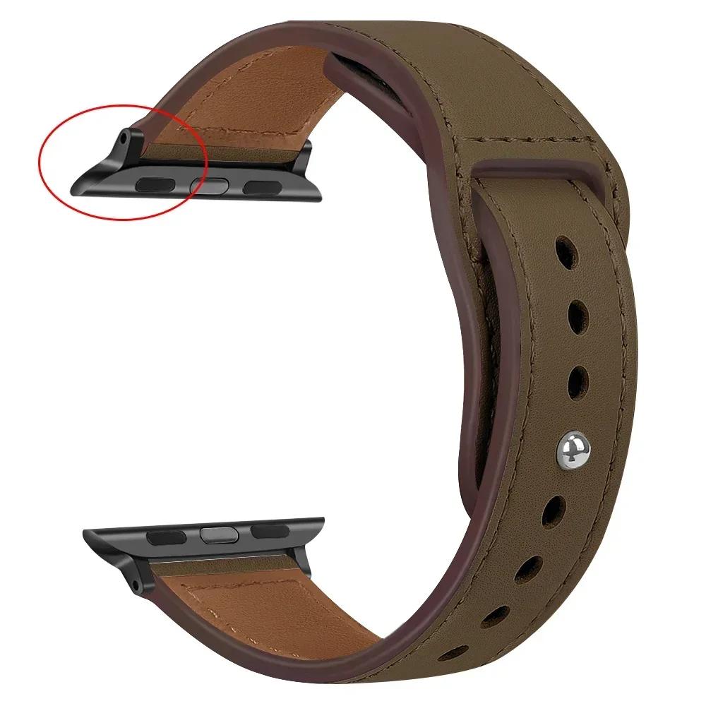 Кожаный ремешок для Apple, ремешок для часов 44 мм, 45 мм, 41 мм, 40 мм, 49 мм, 42 мм, 38 мм, 45, 44 мм, браслет Correa iWatch series 3, 4, 6 SE, 7, 8, ультра