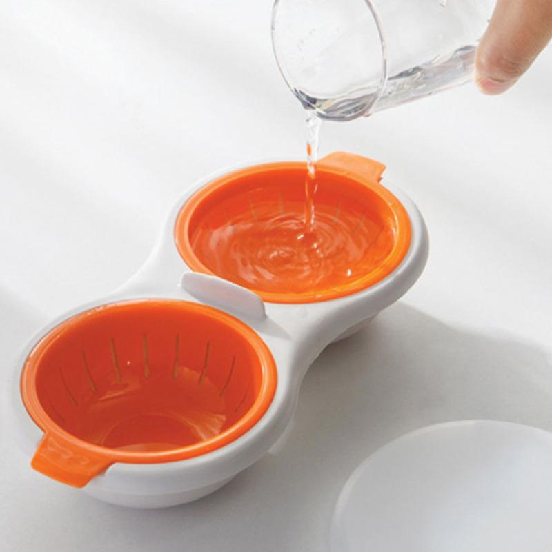 1Pcs Mini Double Egg Cooker Creative Tableware Microwave Oven Egg Steamer Double Layer Steam Egg Bowl with Lid Kitchen Gadgets