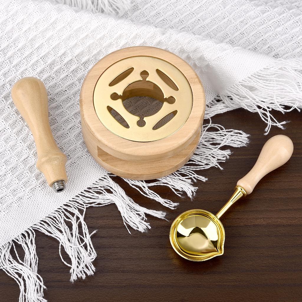 2/3Pcs Set Retro Sealing Wax Furnace Stove Pot Wood Handle Sealing Wax Spoon Wax Sealing Decorative For Candle Stamp Wax Stamp