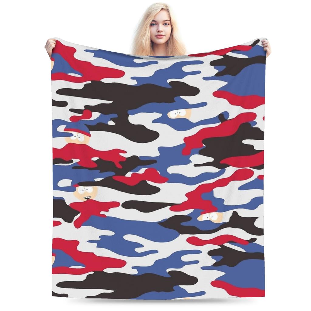 Stan Marsh Camo Camouflage Blanket Fleece Winter South-Parks Cartoon Super Soft Throw Blanket for Bed Couch Bedspreads