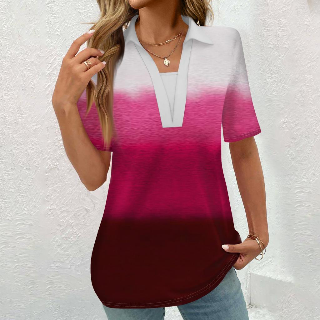 Женская модная повседневная рубашка с коротким рукавом с винтажным принтом на пуговицах, блузка