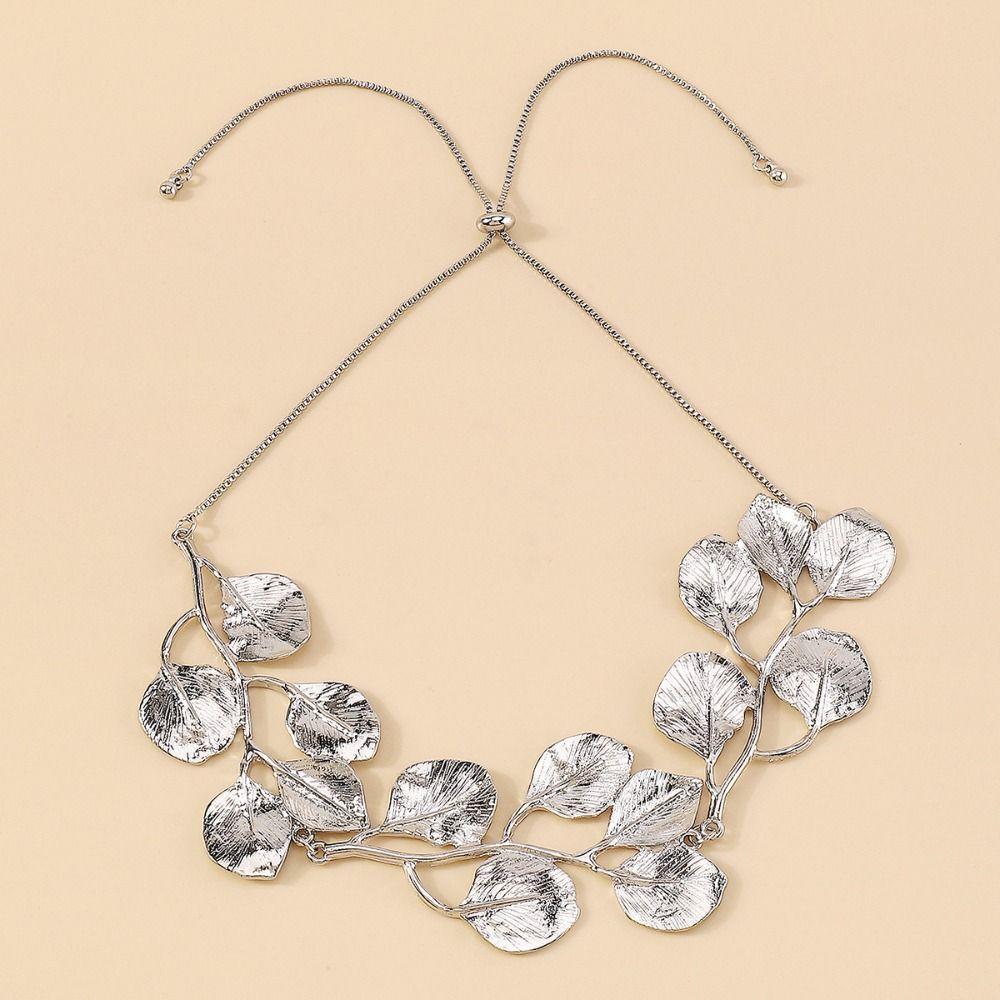 Exaggerated Vintage Women Leaf Pendant Neck Jewelry Chain Necklace Choker Necklace