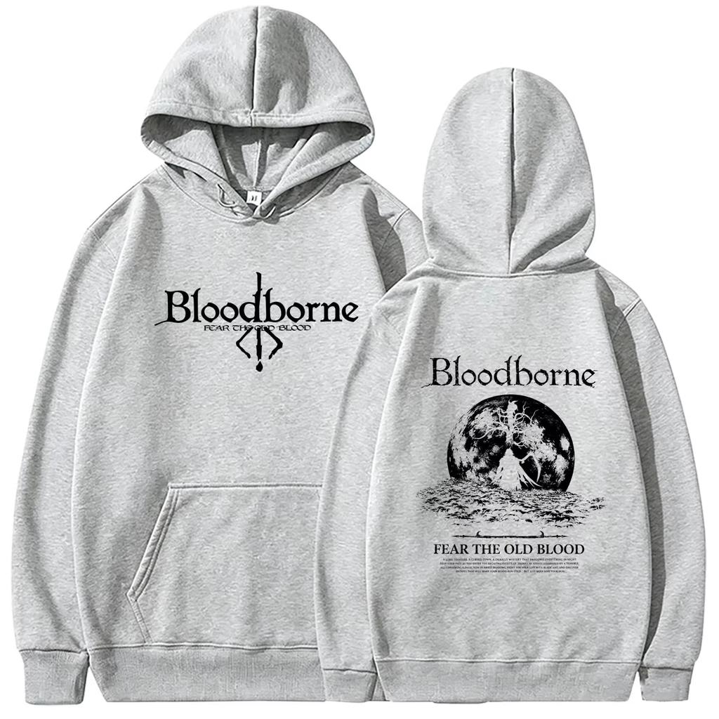 2026 Мягкая хлопковая толстовка Игра Bloodborne Страх Старая кровь Худи с принтом Мужчины Женщины Повседневный Хоррор Стиль Толстовка с капюшоном