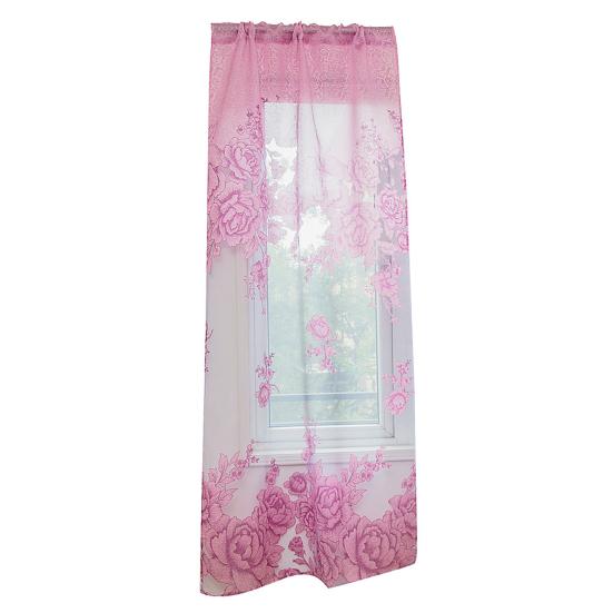 Домашняя дверь, окно, балкон, современная роскошная прозрачная тюль-вуаль с цветочным принтом, занавеска