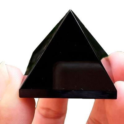 Поверхность Натуральный Кварц Черный Кристалл Исцеляющий Камень Обсидиан Пирамида Рейки Энергия Минеральный Образец