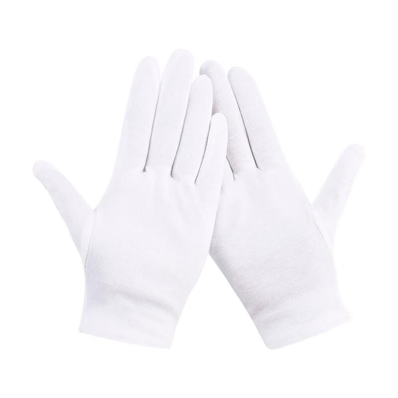 White Gloves, 12 Pairs/pack, Thickened Sweat-Absorbing Dust-Free Cotton Fabric, White Color