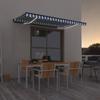 Day and Night - Day and Night Retractable Manual Awning with Blue and White LED 450x300 Cm