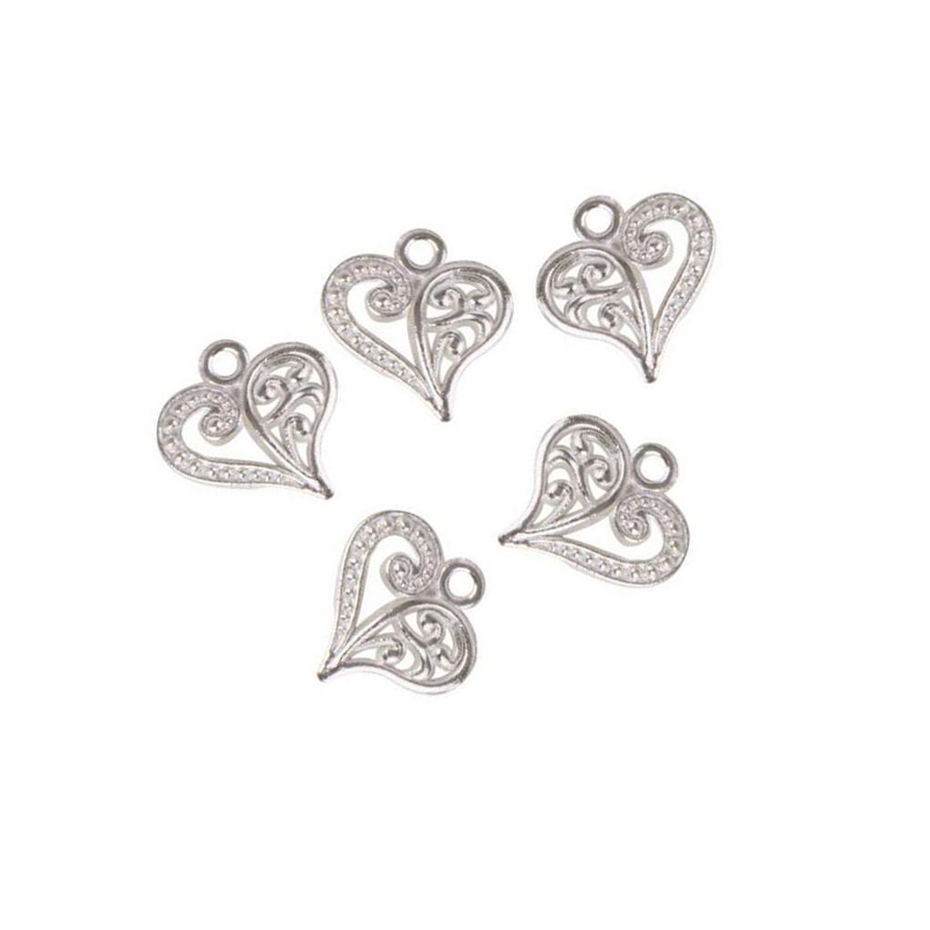 50pcs Hollow Heart Shape Pendant Vintage Alloy Pendant for Jewelry Making DIY Necklace Accessories