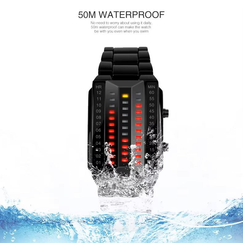 Светодиодные модные наручные часы Унисекс Мужские Женские Подарок Цифровой дисплей Лава Браслет из нержавеющей стали Армейские Спортивные Винтажные Ретро Повседневные