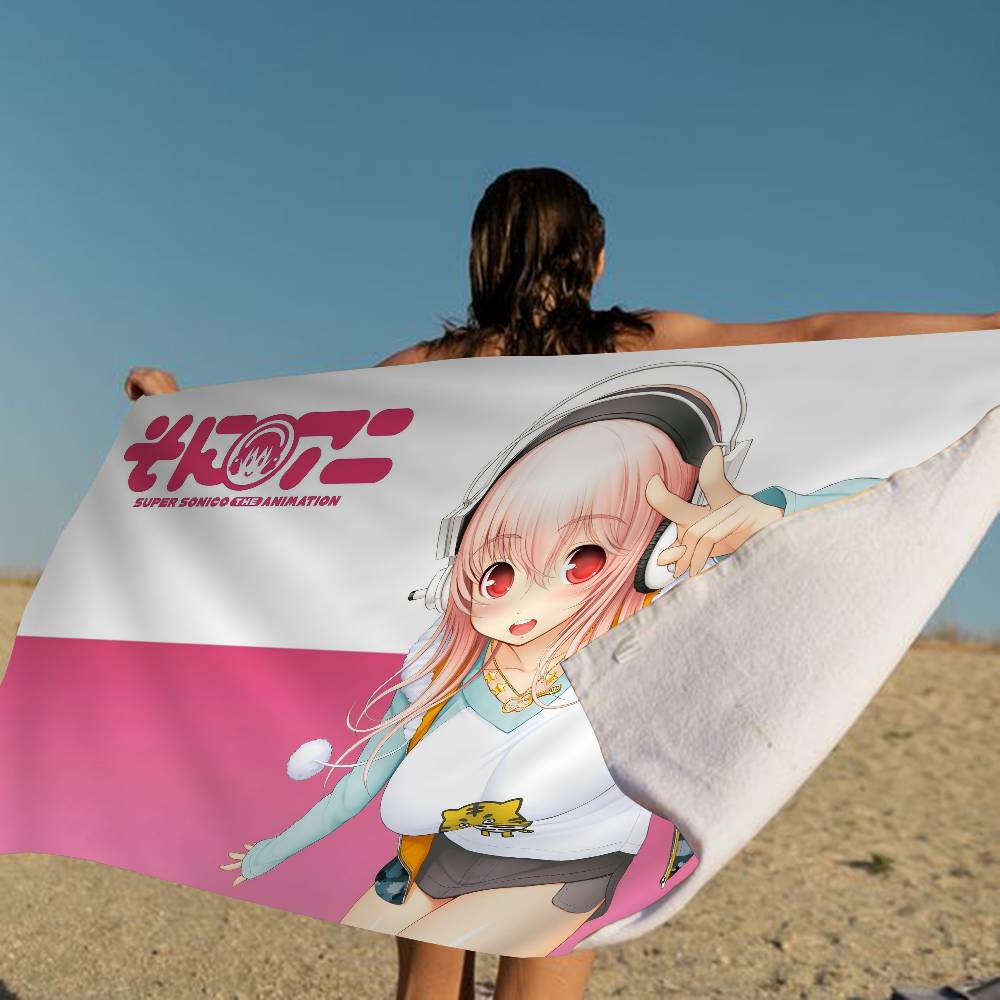 Classic Anime Super Sonico Microfiber Printed Beach Towel Mountain Climbing Yoga Beach Swimming Running Absorbent Soft Towel