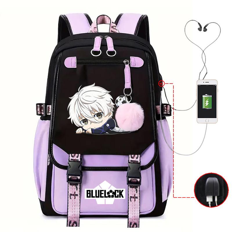 Blue Prison Anime School Bag College Wind Large Capacity Middle School Student Usb Backpack