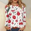 Women's Fashion Casual Christmas Printed Round Neck Long Sleeve Pullover Top