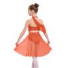 Girls Halter Backless Ruched Mesh Drape Dress Lyrical Dance Performance Rhinestone Costume