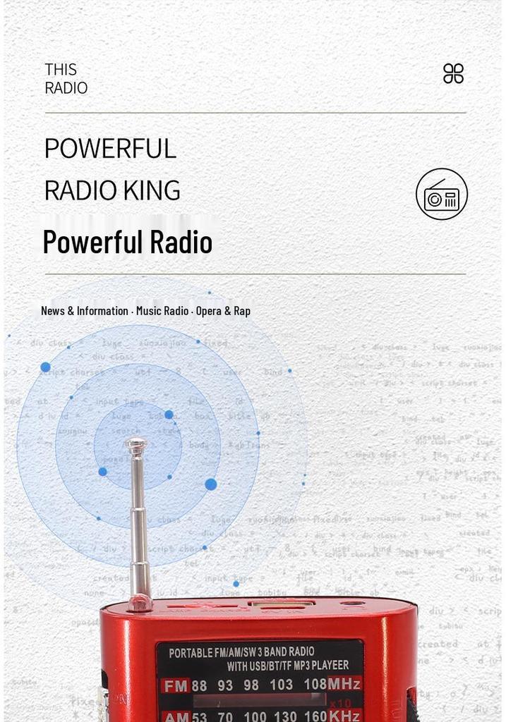 Высококачественное мини-радио с поддержкой нескольких диапазонов, Bluetooth, разъемом для наушников и функциями воспроизведения музыки/звонков