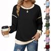 Women's Fashionable Round-Neck Wool Blend Long-Sleeve Color-Blocked Oversized Top
