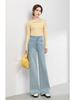 2025 Autumn Women's Korean Style High Waist Loose Wide Leg Denim Flared Pants