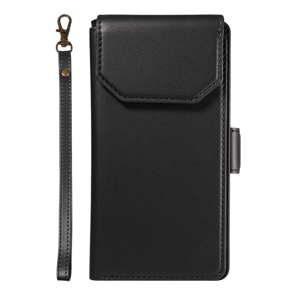 For iPhone 14 Plus Case with Multi-Card Holder and Strap PU Leather Phone Cover Stand