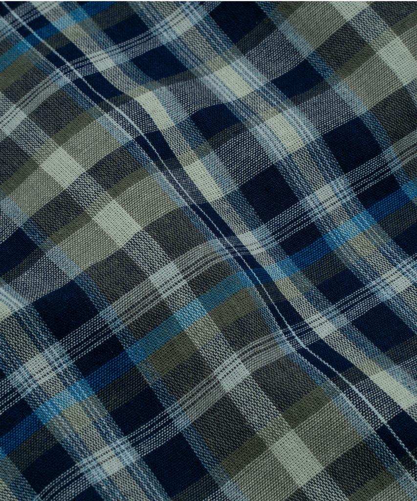 THE COLDEST MOMENT Tcm Mini Logo Check Half Shirts (Blue)