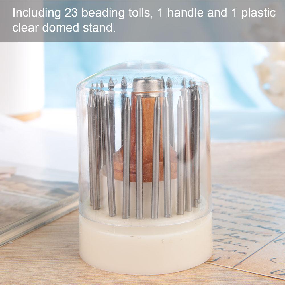 23PCS Metal Beading Grain Jewelry Tools Set Diamond Stone Beads Setting Graver Tool