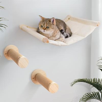 Кошачья кровать, настенный гамак для больших кошек или котят, деревянные и сизалевые веревки, настенные полки и жердочки, кровать, мебель, прыжки