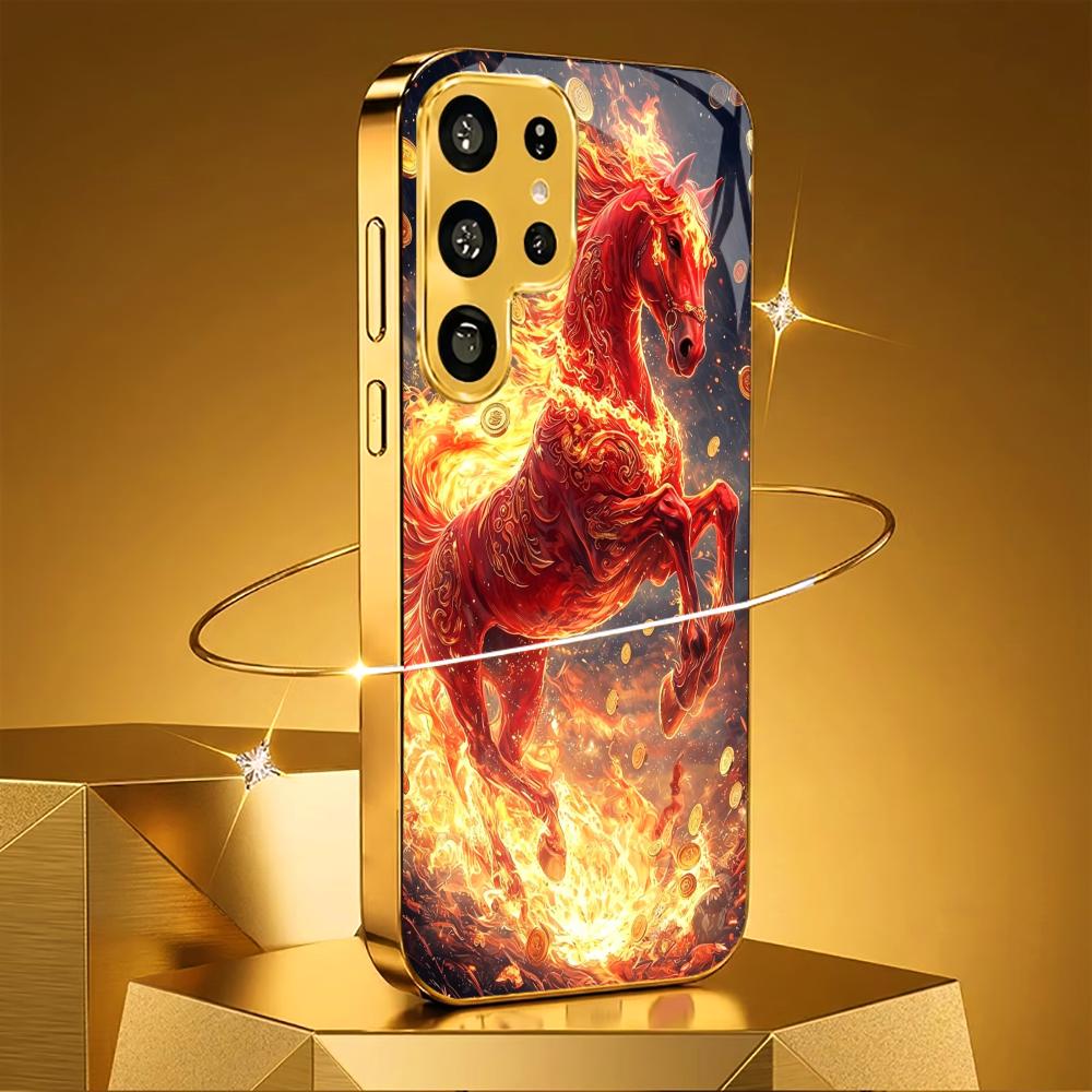 Роскошный High-end Чехол для Телефона Электрооцинкованное Стекло Чехол для Samsung Galaxy S26 S25 S24 S23 S22 S21 FE, Ultra, Plus