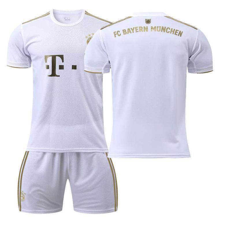 2223 Bayern Away White No. 17 Mane 4 Dericht 25 Muller Jersey Football Uniform Set Sportswear