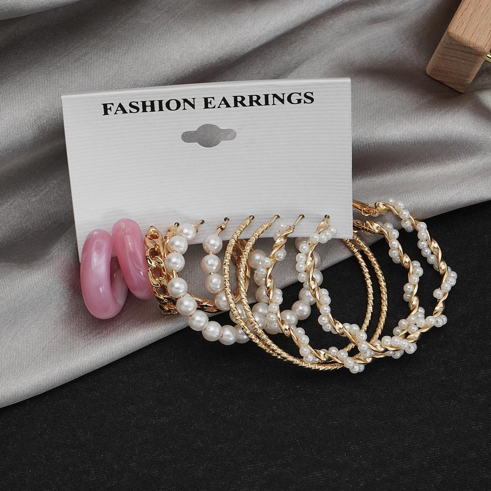 Винтажные элегантные геометрические серьги-кольца для женщин, комплект ювелирных изделий из металлической смолы и акрила, подарок