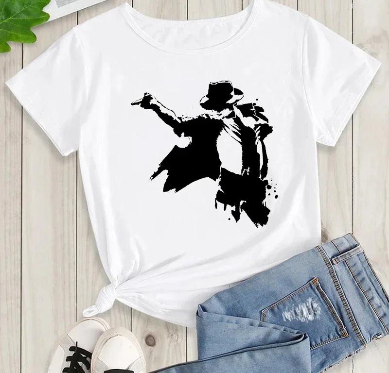 Графическая мужская и детская футболка Michael Jackson Y2K Высококачественный хлопок Повседневная летняя Рок-мода Короткий рукав Круглый вырез Футболка