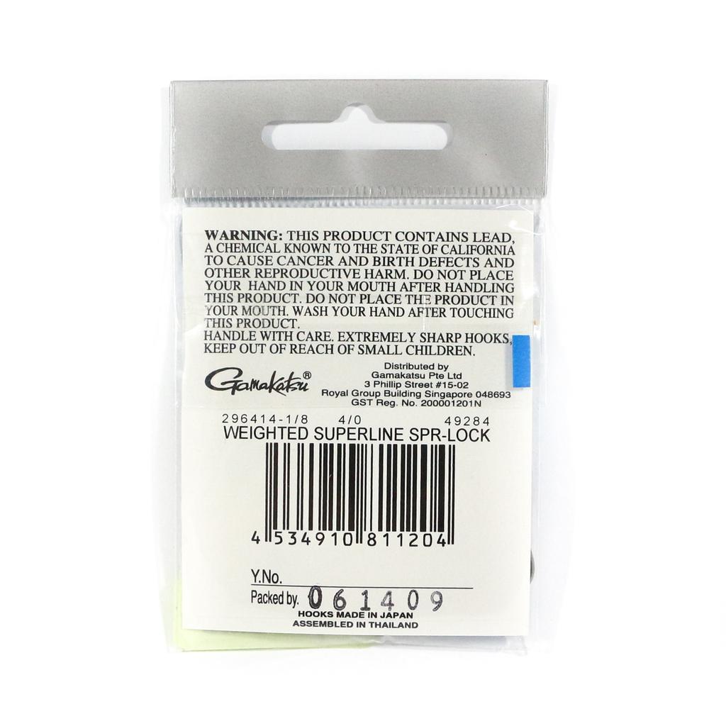 Gamakatsu Weighted Hook Superline Spring Lock 1/4 Oz Size 7/0 (1259)