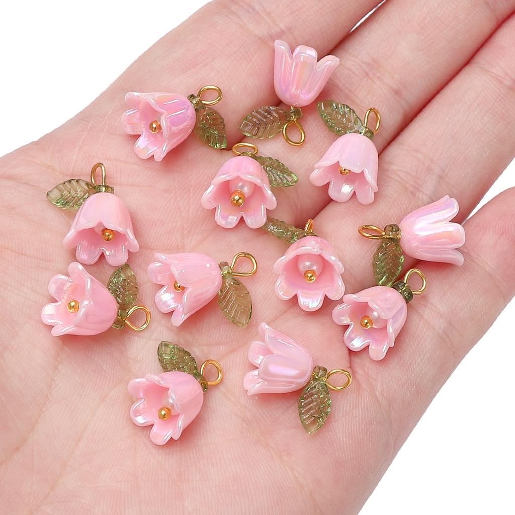 11x14mm 2-10Pcs acrylic lily of the valley flower bud beads plated with colored loose beads, handcrafted DIY making jewelry 2029