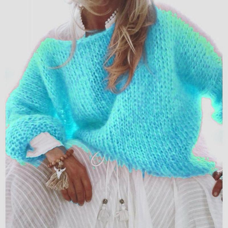 Женский свитер из имитации мохера, осенне-зимний вязаный топ, модный повседневный свитер, женская одежда