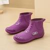 Дождевая обувь, женская непромокаемая обувь, модные верхние короткие теплые дождевые сапоги с мягкой подкладкой, нескользящая легкая кухонная резиновая обувь