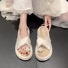 With Skirts, Slippers, Women's Summer Wear 2025 New French Toe Muffin Thick-soled Sandals, New Chinese Shoes