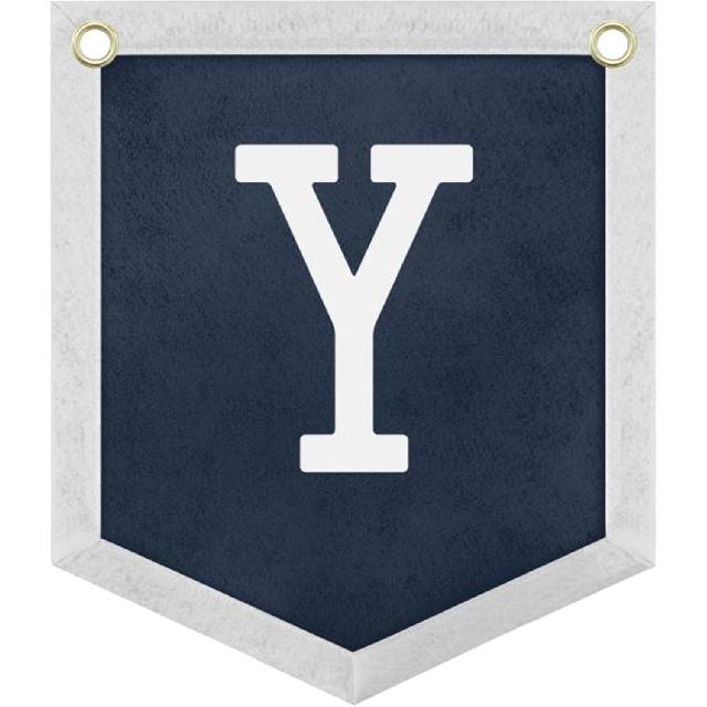 Handmade Felt Alphabet Pennant Banner for Nursery Room Decor - Navy Blue & Beige Educational Wall Hanging for Kids Room 11.8 x 13.8 Inches (B)