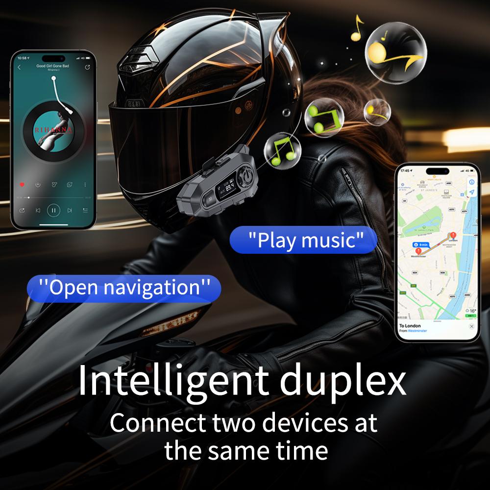 Bluetooth мотоциклетный шлем гарнитура беспроводной громкой связи водонепроницаемые наушники с FM радио поделиться музыкой светодиодный дисплей для гонщика