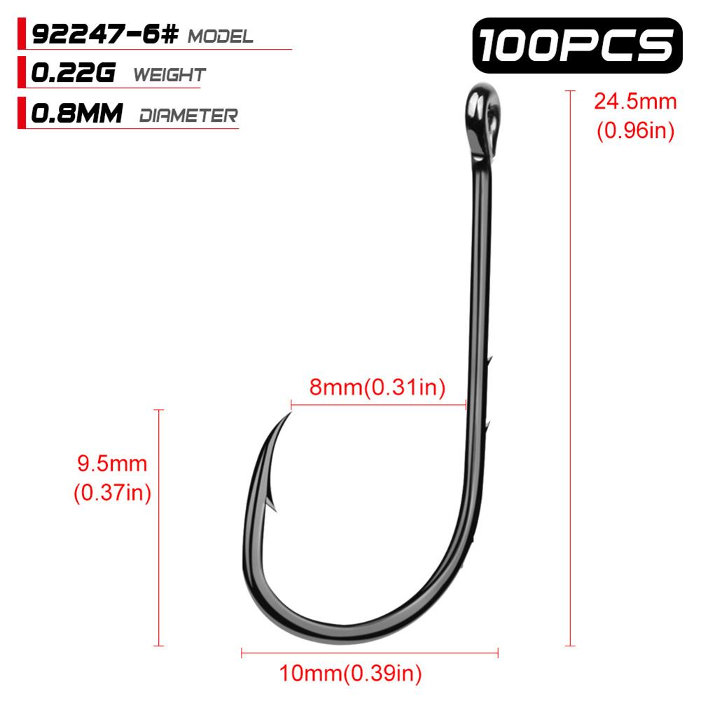 100pcs High Carbon Steel 1#-6/0# Fishing Hook Single Barbed Hook Fishing Accessories