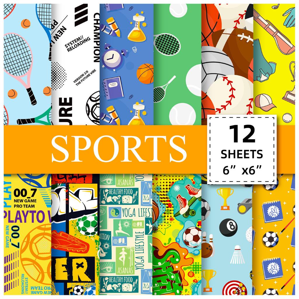 12 Photo Albums Decorative Cut Paper Sports Theme Hand Account Material Background Paper 6 Inch Card Paper