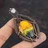 Bumble Bee Jasper Pendant Rainbow Moonstone Pendant Copper Wire Wrapped Pendant Gemstone Jewelry For Gifts Handmade Copper Wire Wrap Jewelry